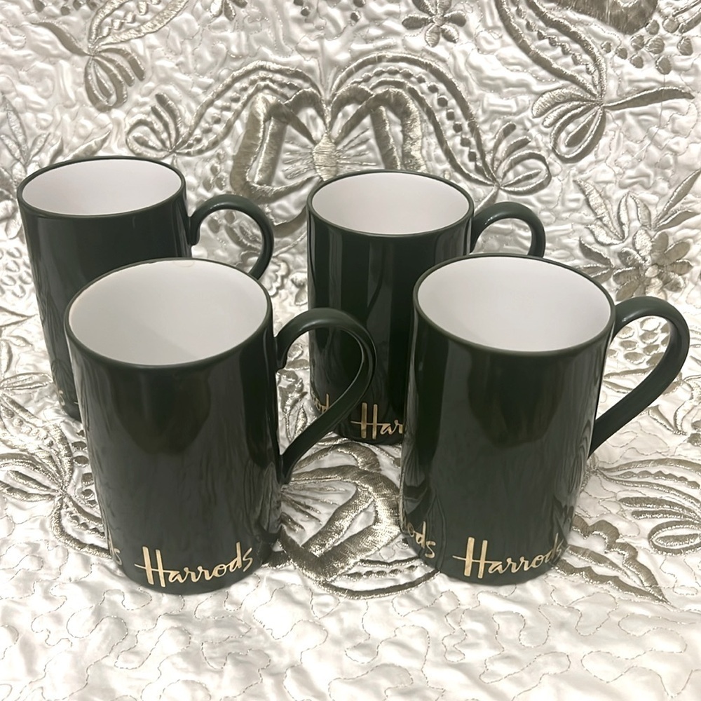 Harrods - fine stoneware - set of 4 mugs NWOT